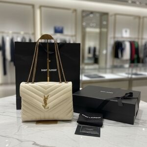 Yves Saint Laurent YSL Cream Quilted Shoulder Bag